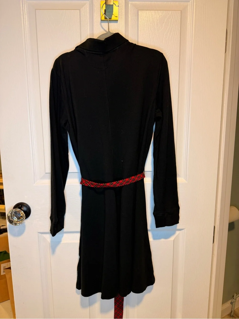 Ralph Lauren Black Long-Sleeve Polo Dress with Red Waist Tie NWT Size 12/14